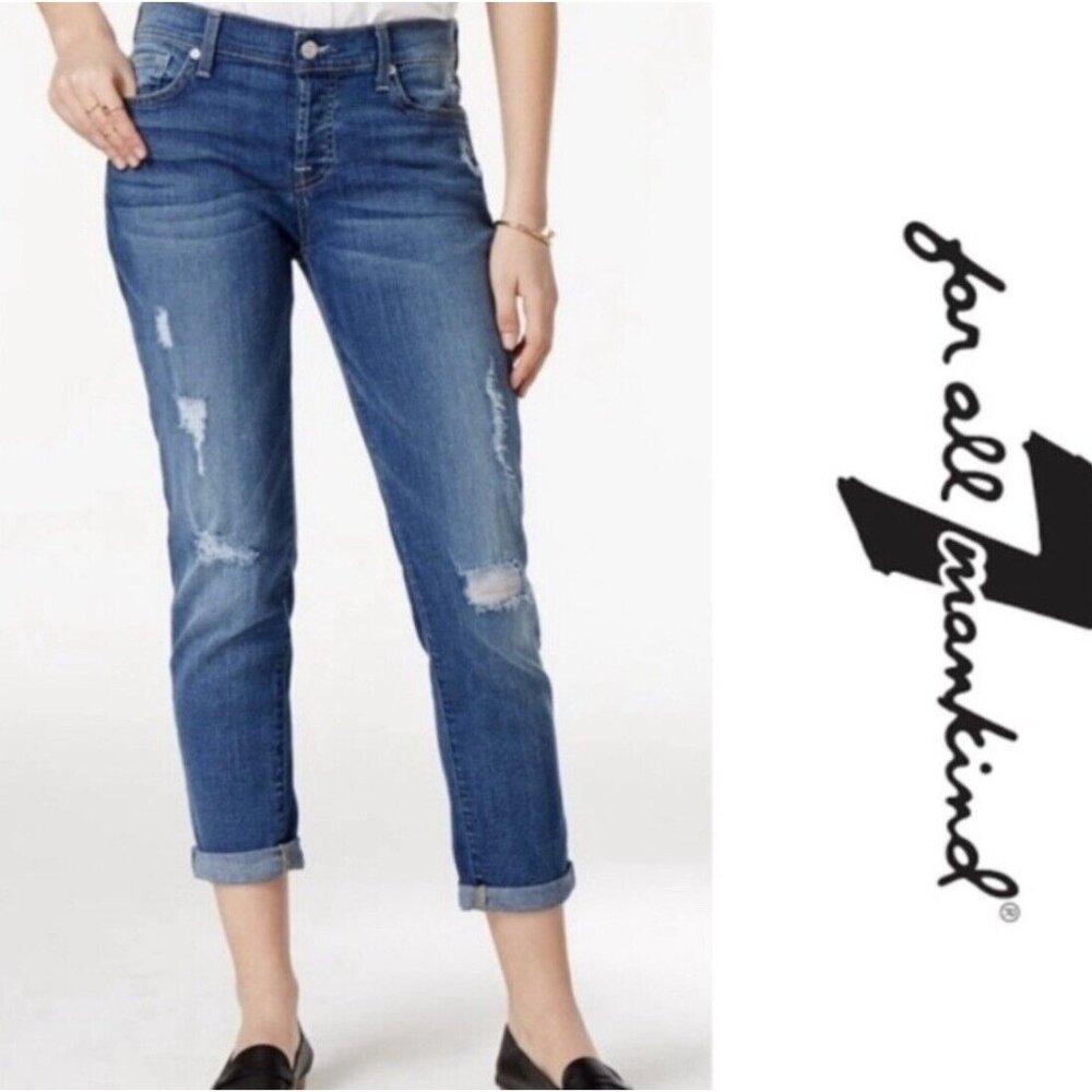 7 for all mankind josefina skinny boyfriend Jeans distressed 28x26